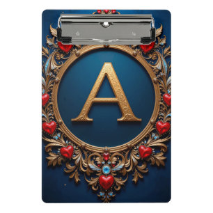 Elegante Goldene Buchstaben a Umgeben von Herzen Mini Klemmbrett