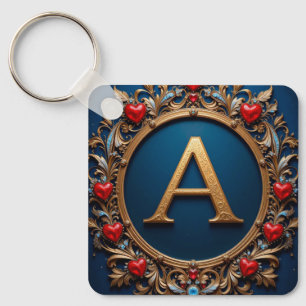 Elegante Goldene Buchstaben a Umgeben von Herzen Schlüsselanhänger