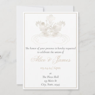Elegante goldene Champagner-Hochzeitseinladung Einladung