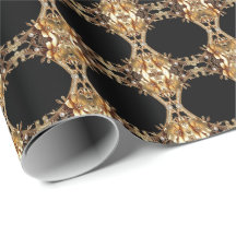 Elegante goldene Dekorationsblumen Geschenkpapier