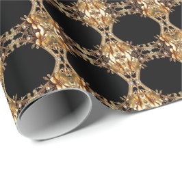 Elegante goldene Dekorationsblumen Geschenkpapier