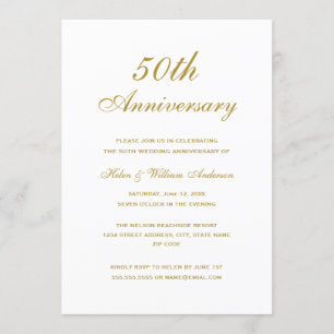 Elegante Goldene Einladungen zum 50. Hochzeitstag
