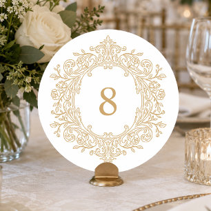 Elegante goldene Erbstück-Hochzeitstisch-Nummer Einladung