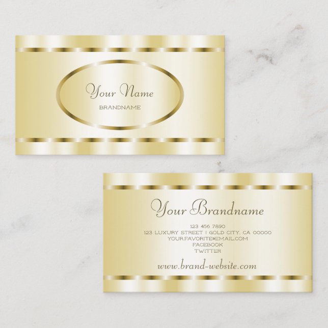 Elegante goldene Farben Oval Rahmen Stilvoll und e Visitenkarte (Vorne/Hinten)