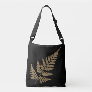Elegante goldene Farnblatt-Silhouette-Umhängetasch Tragetaschen Mit Langen Trägern
