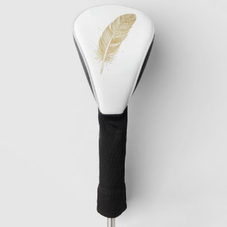 Elegante goldene Federillustration - Ästhetisches Golf Headcover