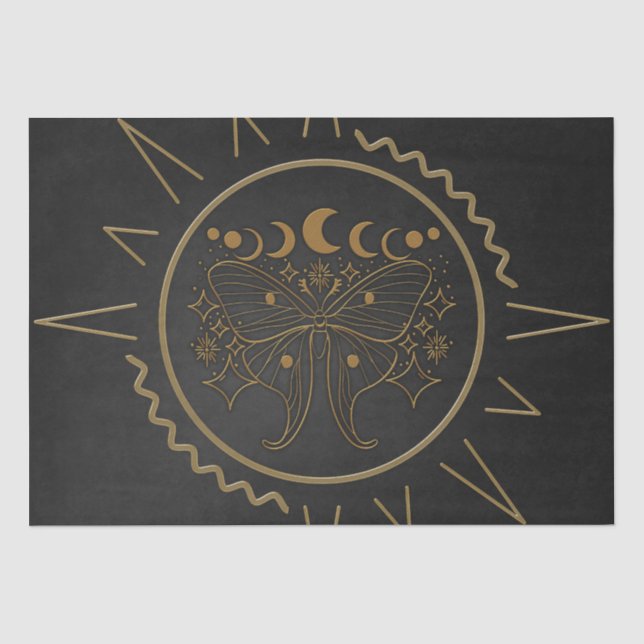 Elegante goldene Filigree Schmetterlinge. Seidenpapier (Vorderseite)