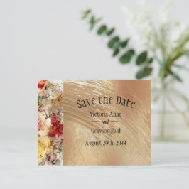 Elegante goldene Flora Wasserfarbe Save the Date Ankündigungspostkarte