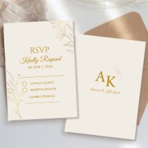 Elegante Goldene Florale QR-Code-Hochzeits-Antwort