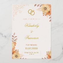 Elegante goldene florale Save The Date Hochzeits E