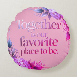 Elegante Goldene Florale Typografie Rundes Kissen