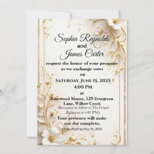 Elegante Goldene Foil Hochzeit Einladung   Formal 