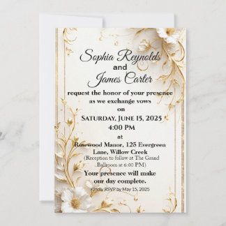 Elegante Goldene Foil Hochzeit Einladung | Formal 