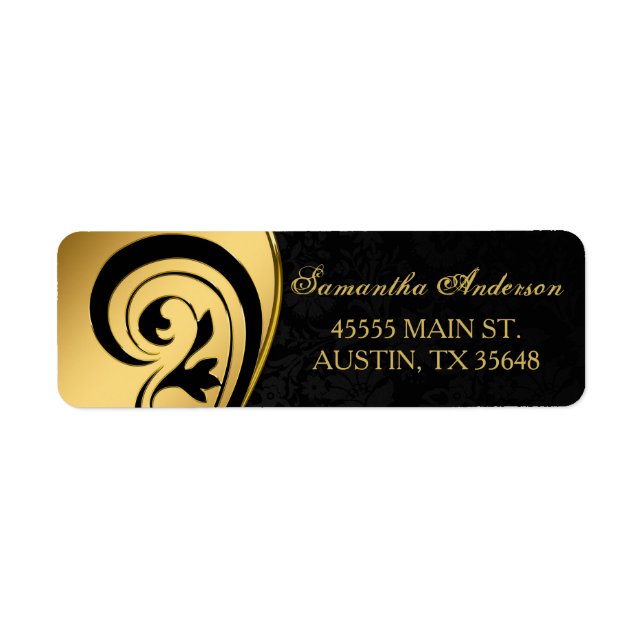 Elegante, goldene Folie, Wirbel, schwarze Damaske- (Vorne)