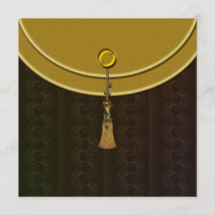 Elegante goldene Fransen-Indische Hochzeit Einladung