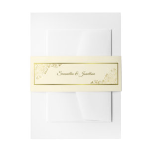 Elegante Goldene Gänge & Wirbel Hochzeit Elfenbein Einladungsbanderole