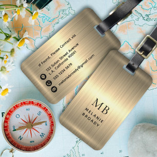 Elegante goldene gebürstete metallische Initialen Gepäckanhänger