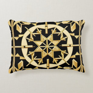 Elegante Goldene Geometrische Musterkunst Dekokissen