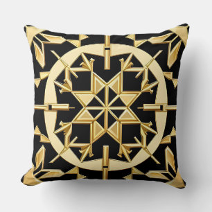 Elegante Goldene Geometrische Musterkunst Kissen
