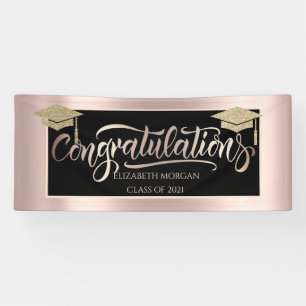 Elegante goldene Glitter-Abschlusskappe Roségold Banner