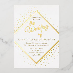 Elegante goldene Glitter-Hochzeit Folieneinladung