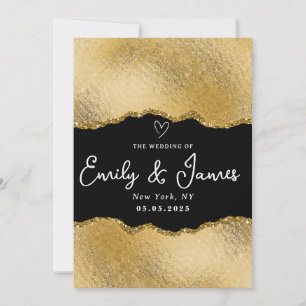 elegante Goldene Glitzer Hochzeit Einladung