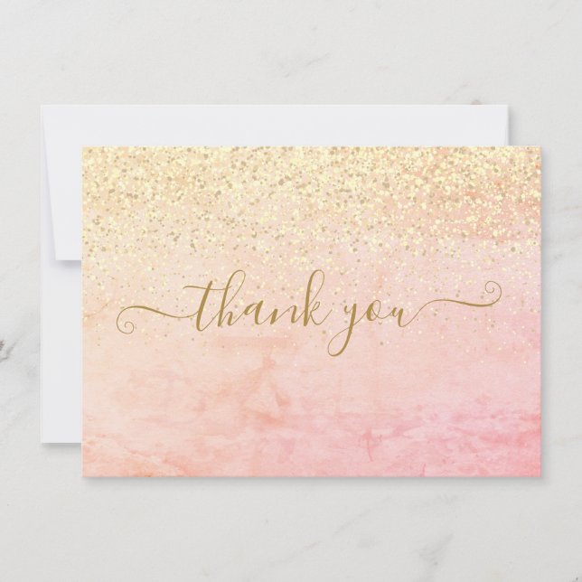 Elegante goldene Glitzerschrift Dankeskarte (Vorderseite)