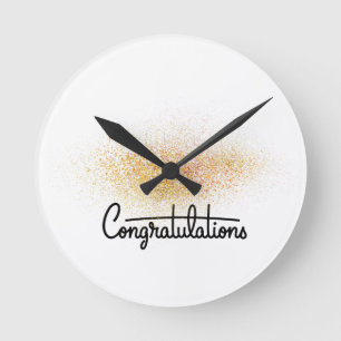 Elegante goldene Gratulations-Wanduhr für den Absc Runde Wanduhr
