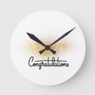 Elegante goldene Gratulations-Wanduhr für den Absc Runde Wanduhr