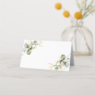 Elegante Goldene Grüne Hochzeit Platzkarte