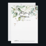 Elegante goldene Grüne Hochzeiten Worte der Weishe Hinweiskarte<br><div class="desc">Diese elegante goldgrüne Hochzeitskarte mit den Weisheitsratschlägen ist perfekt für eine moderne Hochzeit. Das Design ist mit handgezeichnet Gold- und botanisch-grünen Eukalyptus-Blätter ausgestattet, die künstlerische Schönheit inspirierend. Diese Karten sind ideal für Hochzeiten, Brautparty, Babydusche, Graduiertenfest u.v.m. Personalisieren Sie die Karten mit den Namen der Braut und Bräutigam, den Eltern, die...</div>
