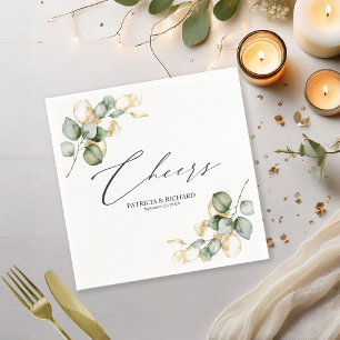 Elegante goldene Grünpflanzen-Hochzeitsservietten Serviette