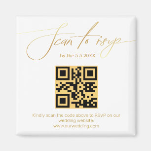 elegante goldene Handschrift RSVP QR-Code Hochzeit Magnet