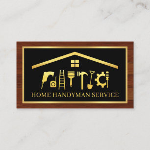 Elegante Goldene Handwerker-Werkzeuge Rahmen auf H Visitenkarte