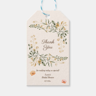 Elegante goldene Herbst-Blumen-Dankeschön-Hochzeit Geschenkanhänger