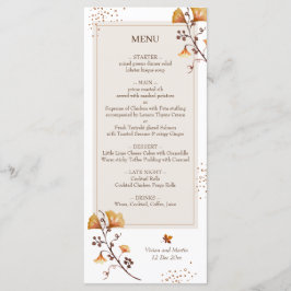 Elegante Goldene Herbstleaf Hochzeit Menükarte
