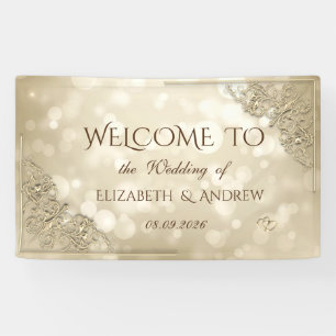 Elegante Goldene Herzen Rahmen Bokeh Banner