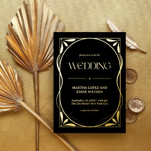 Elegante Goldene Hochzeit Art Nouveau Folieneinladung