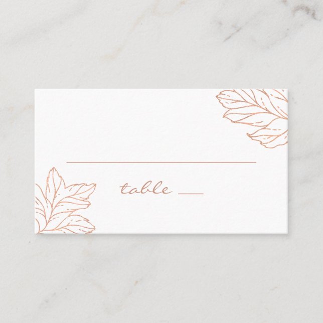 Elegante goldene Hochzeit. Klassischer botanischer Platzkarte (Vorderseite)