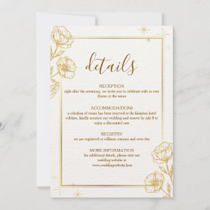 Elegante goldene Hochzeits-Detailkarte mit florale Karte