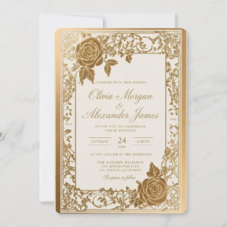 Elegante goldene Hochzeits-Einladungsvorlage
