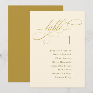 Elegante goldene Hochzeits-Sitzplan-Schilder Karte