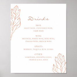 Elegante goldene Hochzeitsalkohol-Bar. Botanische  Poster
