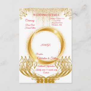 Elegante goldene Hochzeitsdetailskarte auf Weiß Begleitkarte