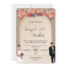 Elegante goldene Hochzeitseinladung mit Blumenmust