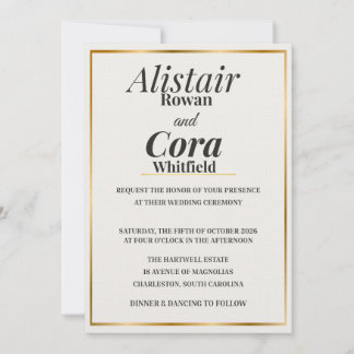 Elegante goldene Hochzeitseinladung mit Rand | Mod Einladung