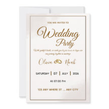 Elegante goldene Hochzeitseinladungskarte im Schre