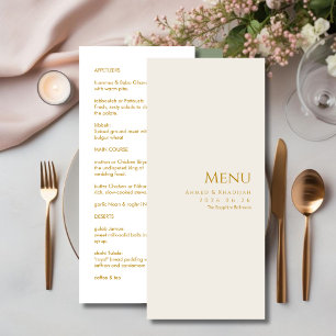 Elegante goldene islamische Hochzeits-Speisekarte  Menükarte