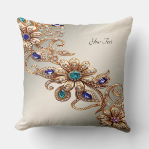 Elegante goldene Juwelen Blumen Wurf Kissen