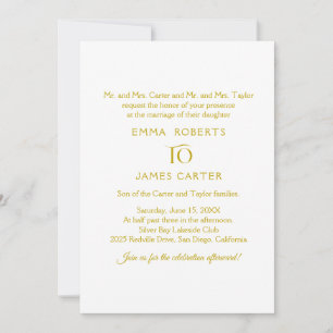 Elegante goldene Kalligrafie-Hochzeitseinladung Einladung